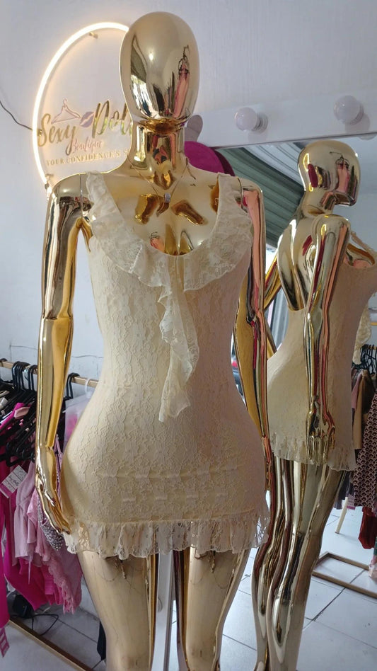 Vestido encaje escarola